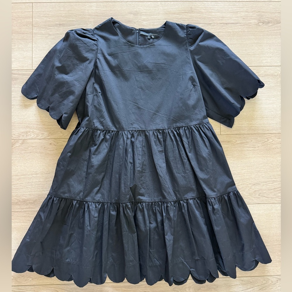 English Factory Black Ruffled Puff Sleeve Sundress